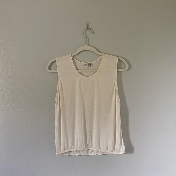 L.L. Bean Tops - L. L. Bean 100% silk semi sheer tank top scallop edges  cottage cabin lagenlook